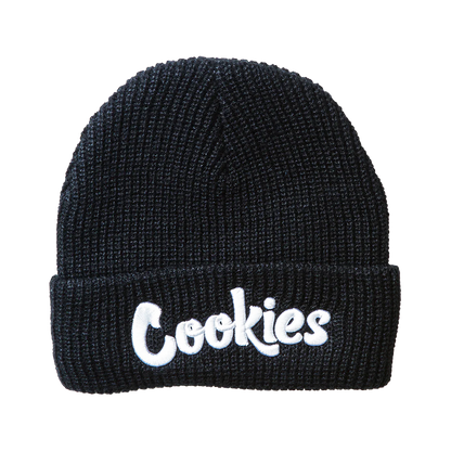 Bonnet brodé Cookies Goodies noir et blanc avec motif Cookies, tissu doux et confortable.