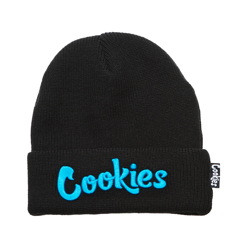 Bonnet brodé Cookies Goodies avec motif Cookies noir et blanc, design tendance et confortable, idéal pour les fans de la marque.
