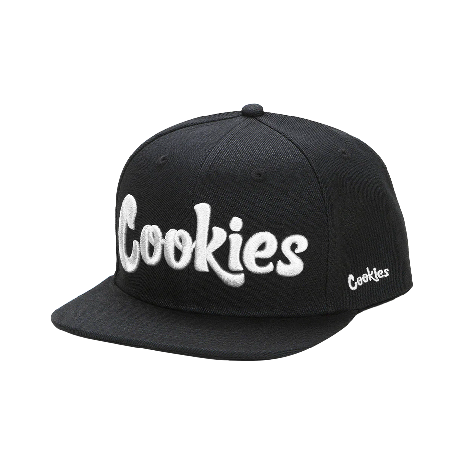 Casquette snapback Cookies Original Goodies noir et blanc avec logo brodé, style décontracté et tendance.