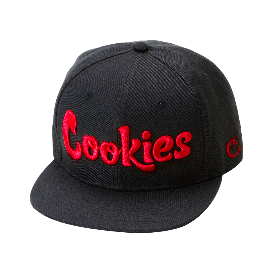 Casquette Snapback Cookies Original en denim bleu avec logo brodé rouge, style décontracté et tendance.