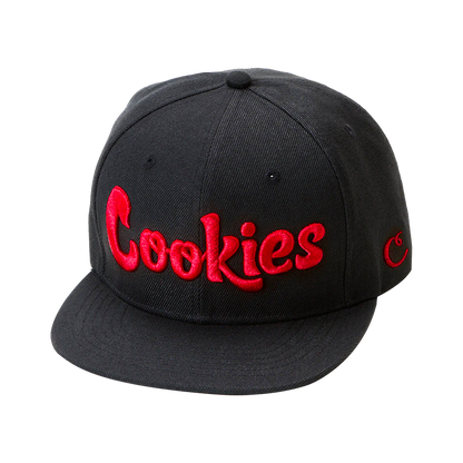 Casquette Snapback Cookies Original en denim bleu avec logo brodé rouge, style décontracté et tendance.