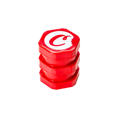 Grand bocal empilable Cookies V2 pour bonbons ou biscuits, en verre rouge avec couvercle, idéal pour organiser la cuisine.
