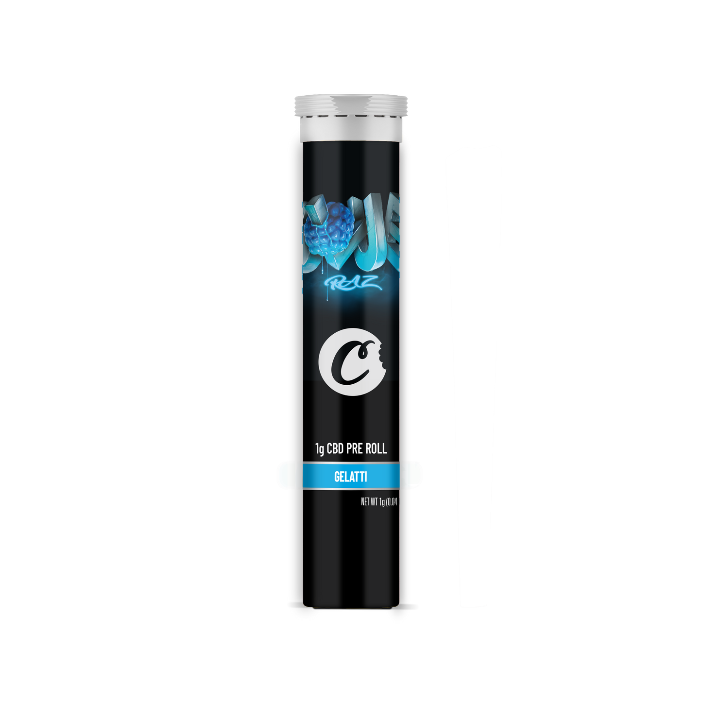 Pré-roulé CBD Blue Raz de la marque Cookies, en paquet avec plusieurs joints au cannabis CBD bleu.