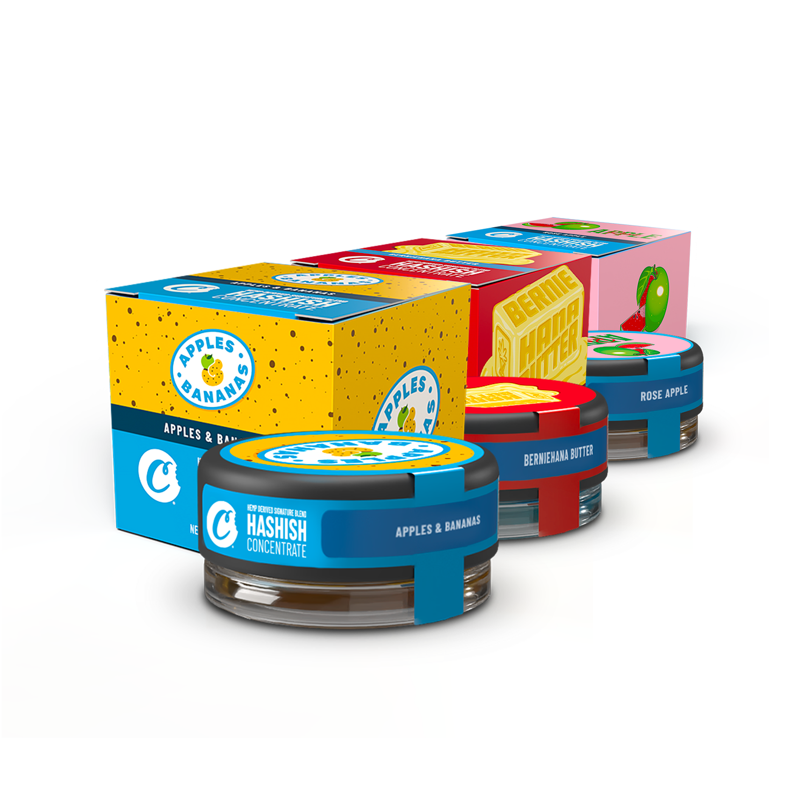 Pack de 3 hash infusé Cookies Europe avec emballage illustré, mettant en valeur le produit de cannabis infusé.